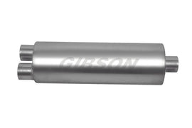 Gibson SFT Superflow Dual/Center Round Muffler - 8x24in/3in Inlet/4in Outlet - Stainless - Corvette Realm