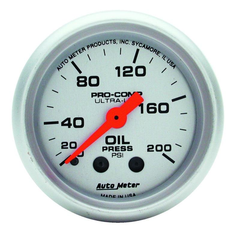 Autometer Ultra-Lite 52mm 0-200 PSI Mechanical Oil Pressure Gauge - Corvette Realm