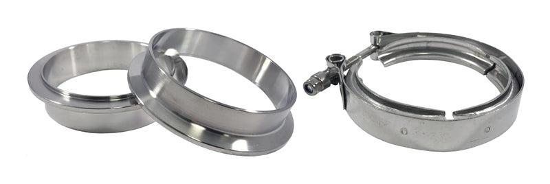 Torque Solution Stainless Steel V-Band Clamp & Flange Kit - 3in (76mm) - Corvette Realm