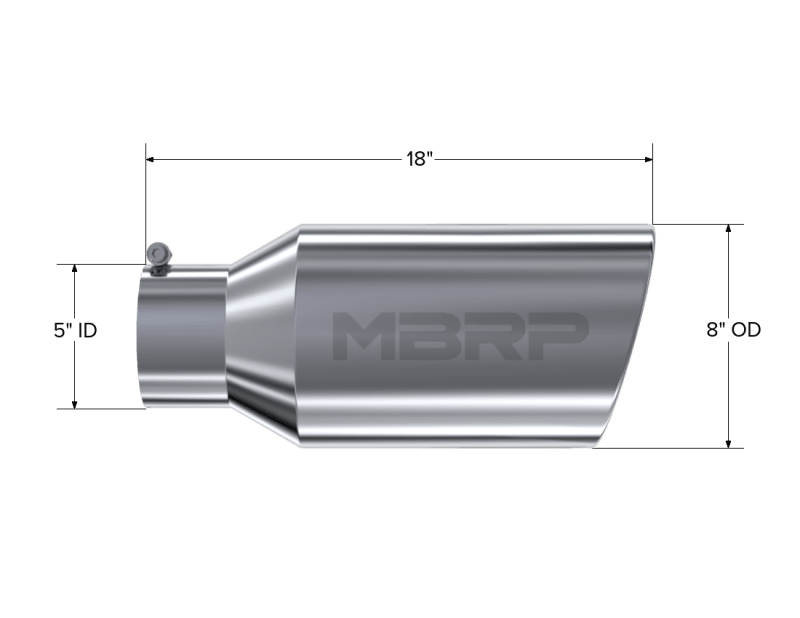 MBRP Universal Tip 8in OD Rolled End 5in Inlet 18in Length T304 - Corvette Realm