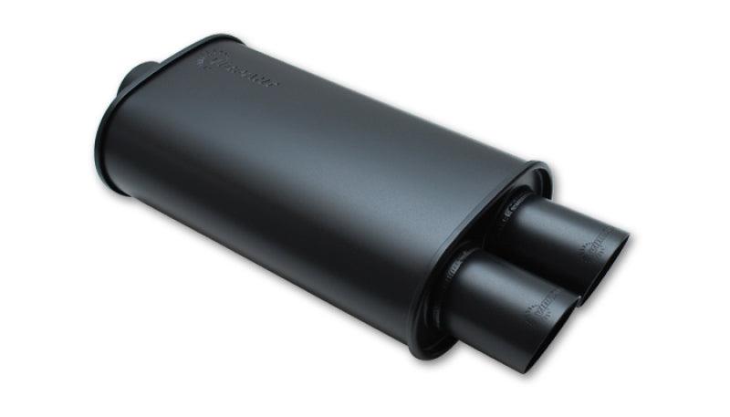 Vibrant StreetPower FLAT BLACK Oval Muffler with Dual 3in Outlet - 3in inlet I.D. - Corvette Realm