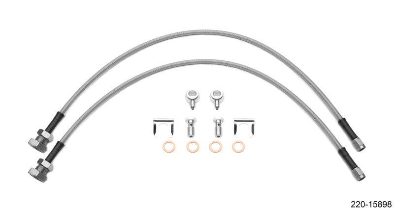 Wilwood Flexline Kit 24in 7/16-20in Banjo - 5/8-26in Male Bulkhead (Fits D52 Caliper) - Corvette Realm