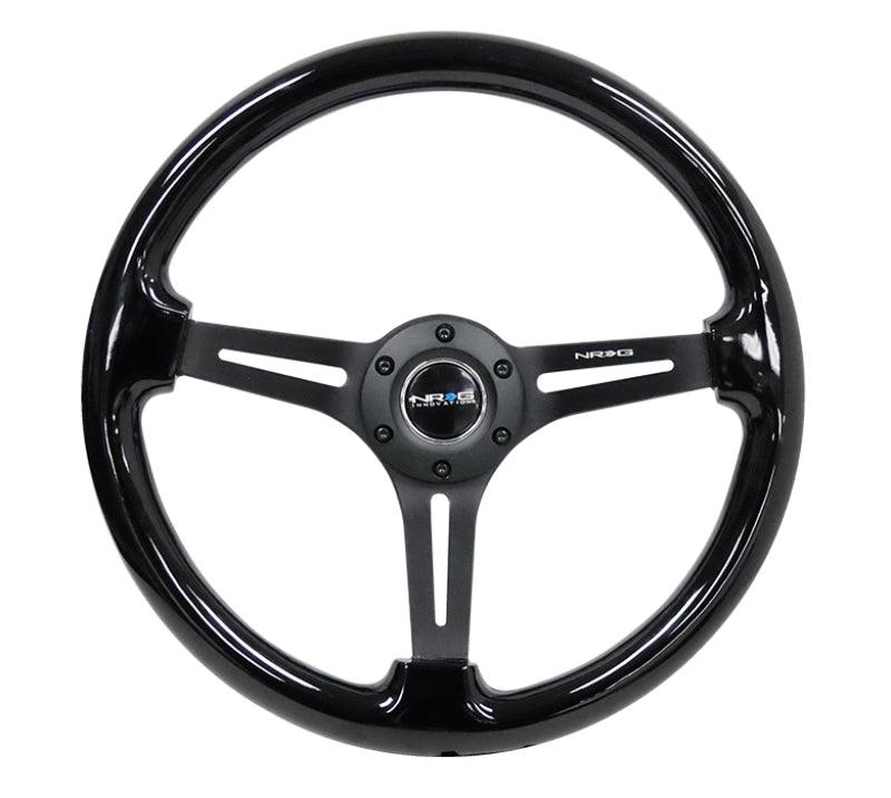 NRG Reinforced Steering Wheel (350mm / 3in. Deep) Blk Wood w/Blk Matte Spoke/Black Center Mark - Corvette Realm