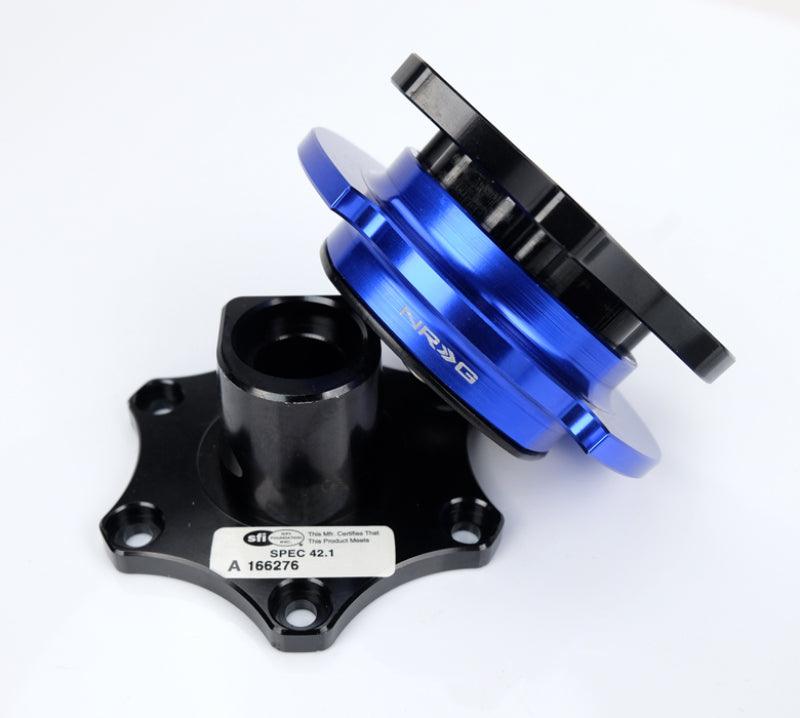 NRG Race Short Hub Datsun - Black Body Blue Ring - Corvette Realm