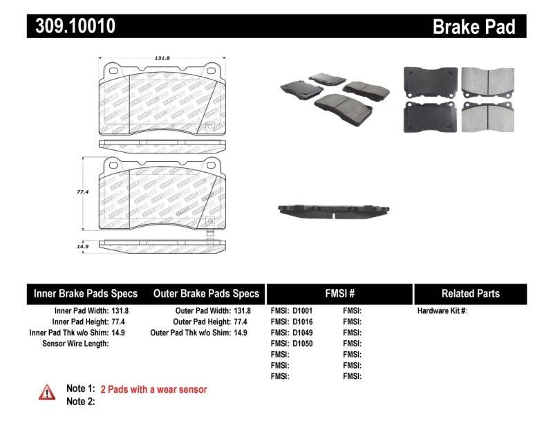 StopTech Performance 04-07 STi / 03-06 Evo / 08-10 Evo / 10+ Camaro Front Brake Pads - Corvette Realm