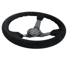 Load image into Gallery viewer, NRG Reinforced Steering Wheel (350mm / 3in. Deep) Blk Suede/Blk Bball Stitch w/5mm Matte Black Spoke - Corvette Realm