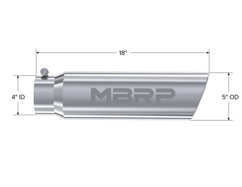 MBRP Universal 5in OD Angled Rolled End 4in Inlet 18in Lgth T304 Exhaust Tip - Corvette Realm