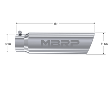 Load image into Gallery viewer, MBRP Universal 5in OD Angled Rolled End 4in Inlet 18in Lgth T304 Exhaust Tip - Corvette Realm