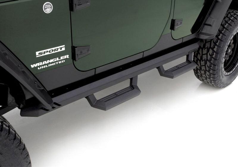 Rampage 1999-2019 Jeep Rock Rail Short Step Universal 4 Piece Set - Black - Corvette Realm