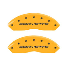 Load image into Gallery viewer, MGP 4 Caliper Covers Engraved Front &amp; Rear C5/Corvette Yellow finish black ch - Corvette Realm