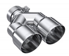 Load image into Gallery viewer, MBRP 3in ID / Dual 4in OD Out Staggered L 9.37in / R 9.87in Single Wall T304 SS Univ Exhaust Tip