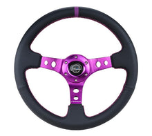 Load image into Gallery viewer, NRG Reinforced Steering Wheel (350mm / 3in. Deep) Black Leather w/Purple Center &amp; Purple Stitching - Corvette Realm