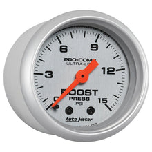 Load image into Gallery viewer, Autometer Ultra-Lite 52mm 0-15 PSI Mechanical Boost Gauge - Corvette Realm