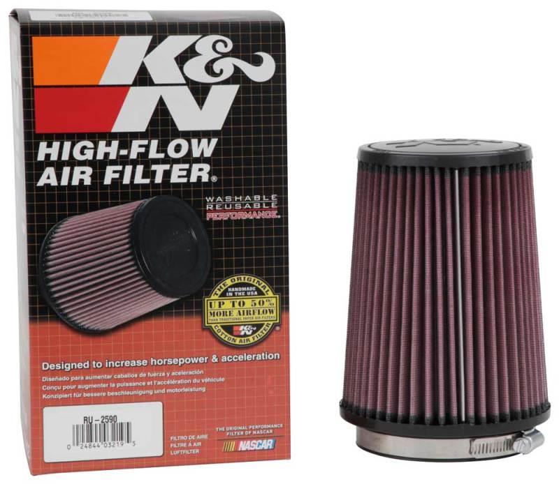 K&N Filter Universal Rubber Filter 4 inch Flange 5 3/8 inch Base 4 3/8 inch Top 7 inch Height - Corvette Realm