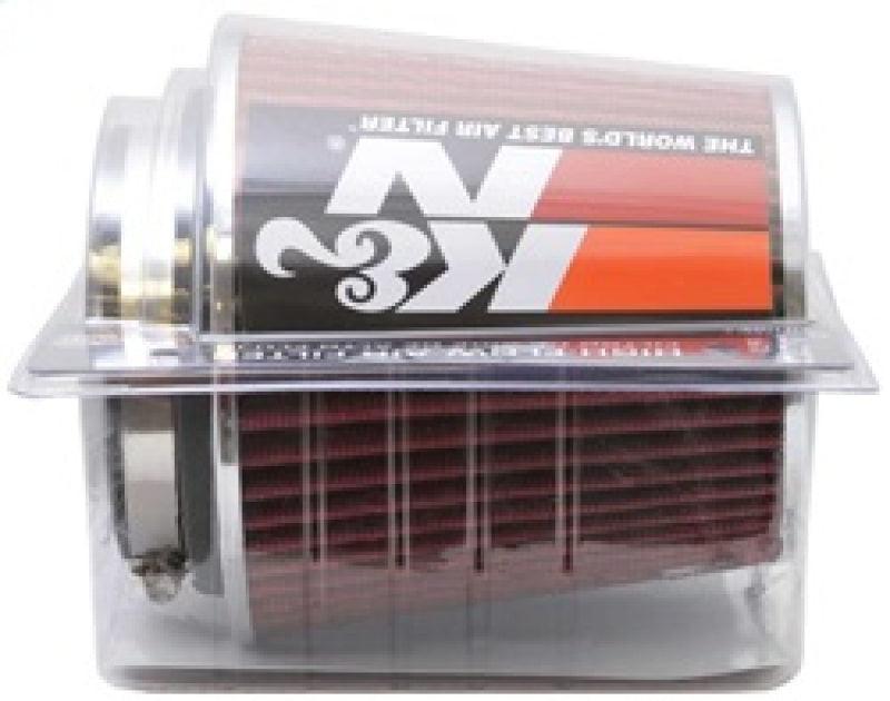 K&N Universal Air Filter Chrome Round Tapered Red - 4in Flange ID x 1.125in Flange Length x 5.5in H - Corvette Realm