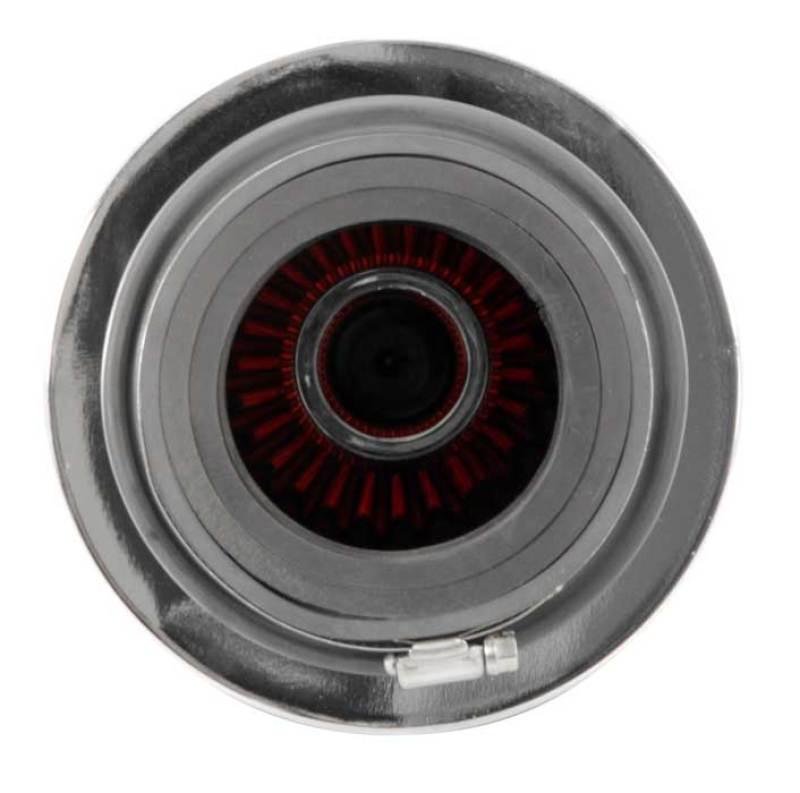 K&N Universal Air Filter Chrome Round Tapered Red - 4in Flange ID x 1.125in Flange Length x 9.5in H - Corvette Realm