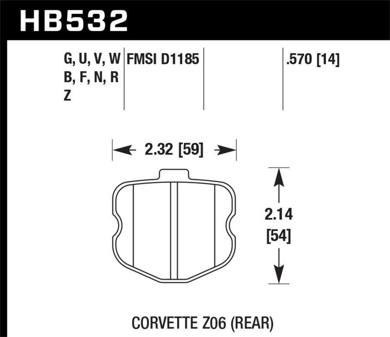 Hawk 06-10 Chevy Corvette (OEM Pad Design) Rear HPS Sreet Brake Pads - Corvette Realm