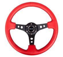 Load image into Gallery viewer, NRG Reinforced Steering Wheel (350mm / 3in. Deep) Red Leather/Blk Stitch w/Blk Spokes (Hole Cutouts) - Corvette Realm