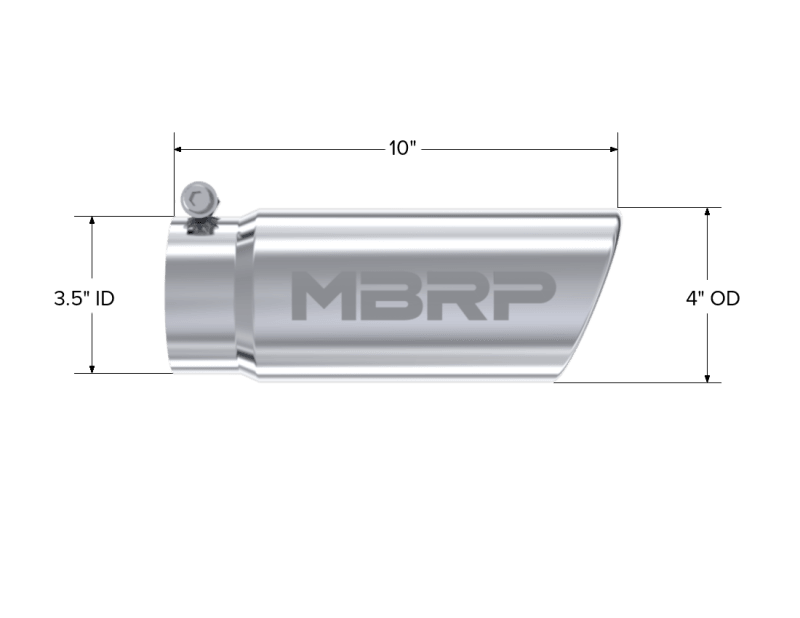 MBRP Universal Tip 4in O.D. Angled Rolled End 3 inlet 10 length - Corvette Realm