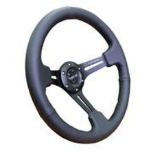 Load image into Gallery viewer, NRG Reinforced Steering Wheel (350mm / 3in. Deep) Black Leather w/ Black Stitching - Corvette Realm