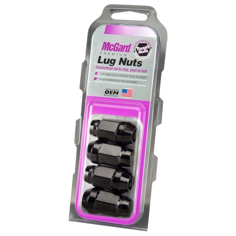 McGard Hex Lug Nut (Cone Seat Bulge Style) M12X1.5 / 3/4 Hex / 1.45in. Length (4-Pack) - Black - Corvette Realm
