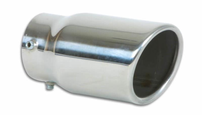 Vibrant 3in Round SS Bolt-On Exhaust Tip (Single Wall Angle Cut Rolled Edge) - Corvette Realm