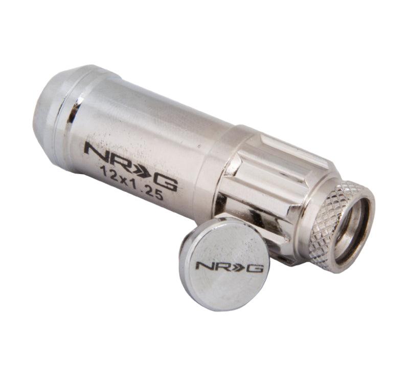 NRG 700 Series M12 X 1.25 Steel Lug Nut w/Dust Cap Cover Set 21 Pc w/Locks & Lock Socket - Silver - Corvette Realm