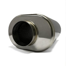 Load image into Gallery viewer, Stainless Bros 3.5in x 12.0in OAL SS304 Oval Muffler - Polished - Corvette Realm