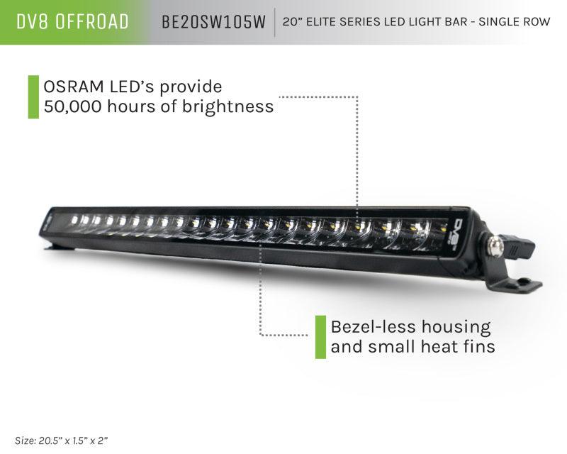 DV8 Offroad 20in Elite Series Light Bar 105W LED - Single Row - Corvette Realm