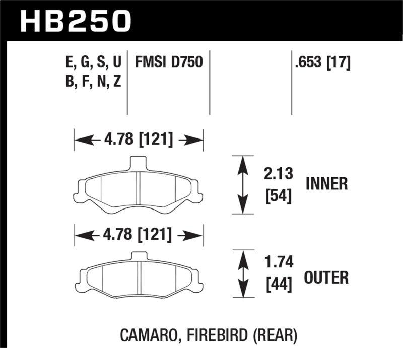 Hawk 1998-2002 Chevrolet Camaro SS 5.7 HPS 5.0 Rear Brake Pads - Corvette Realm