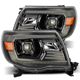 AlphaRex 05-11 Toyota Tacoma PRO-Series Projector Headlights Plank Style Design Alpha Black w/DRL - Corvette Realm