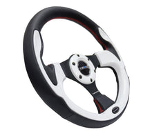 Load image into Gallery viewer, NRG Reinforced Steering Wheel (320mm) Blk w/White Trim &amp; 4mm 3-Spoke - Corvette Realm