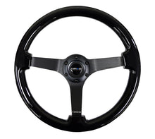 Load image into Gallery viewer, NRG Reinforced Steering Wheel (350mm / 3in. Deep) Black w/Black Chrome Solid 3-Spoke Center - Corvette Realm