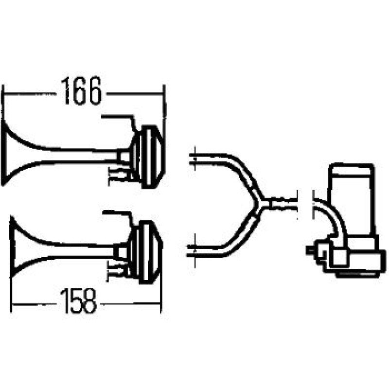 Hella Twin Trumpet Horn Kit 12V 240W 795-800Hz 118dB - Corvette Realm