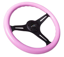 Load image into Gallery viewer, NRG Classic Wood Grain Steering Wheel (350mm) Solid Pink Painted Grip w/Black 3-Spoke Center - Corvette Realm