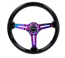 Load image into Gallery viewer, NRG Reinforced Steering Wheel (350mm / 3in. Deep) Blk Wood w/Blk Matte Spoke/Neochrome Center Mark - Corvette Realm