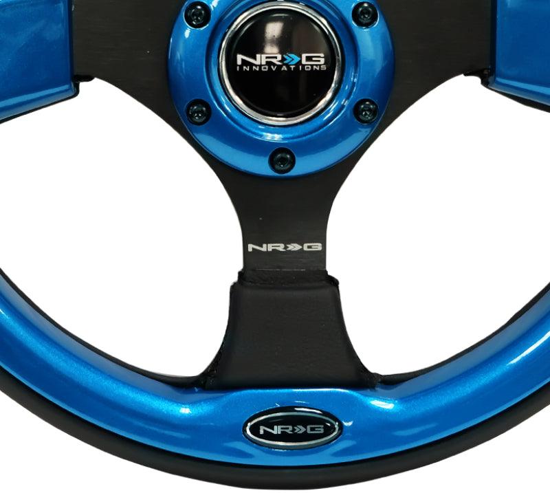 NRG Reinforced Steering Wheel (320mm) Blk w/Blue Trim - Corvette Realm