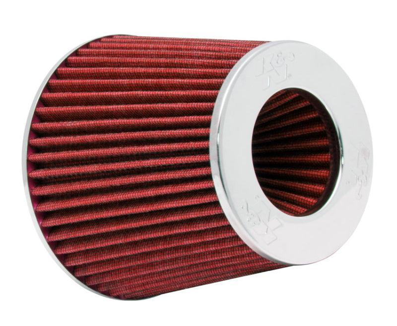 K&N Universal Air Filter Chrome Round Tapered Red - 4in Flange ID x 1.125in Flange Length x 5.5in H - Corvette Realm