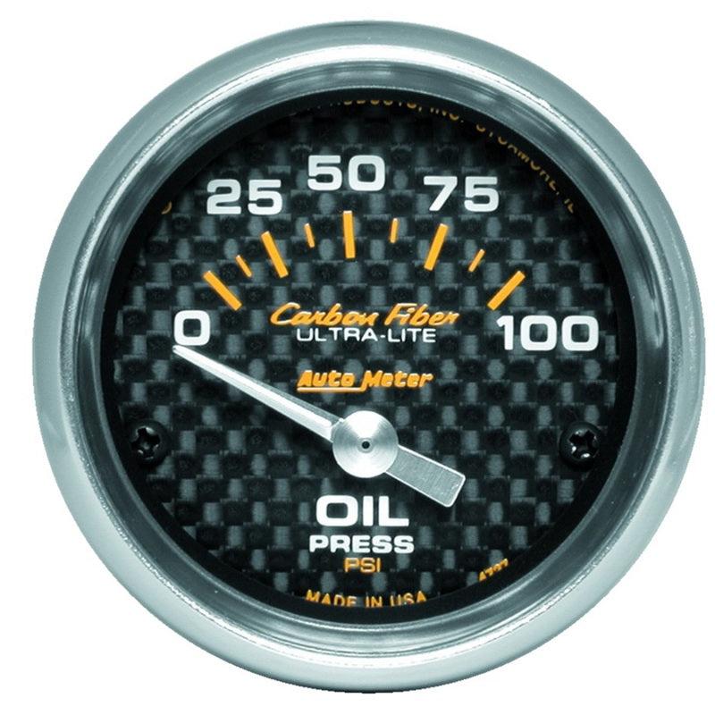 Autometer Carbon Fiber 52mm 100 PSI Electronic Oil Pressure Gauge - Corvette Realm