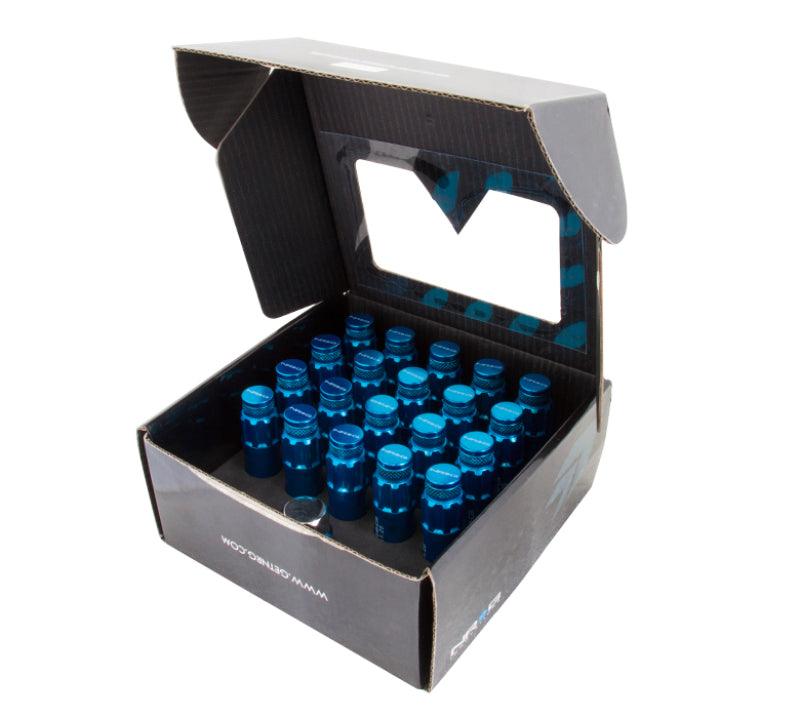 NRG 700 Series M12 X 1.5 Steel Lug Nut w/Dust Cap Cover Set 21 Pc w/Locks & Lock Socket - Blue - Corvette Realm