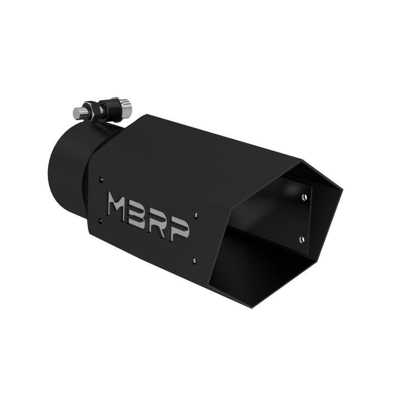 MBRP Universal 4in Hex Tip 3in Inlet 10in Length w/ Logo - Black Coated - Corvette Realm