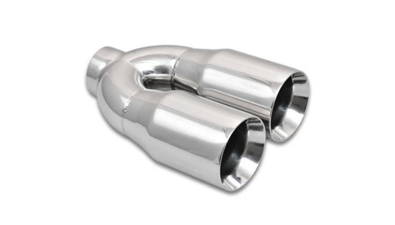 Vibrant 2.5in ID Dual 3.5in OD Round SS Tips (Double Wall, Straight Cut) - Corvette Realm