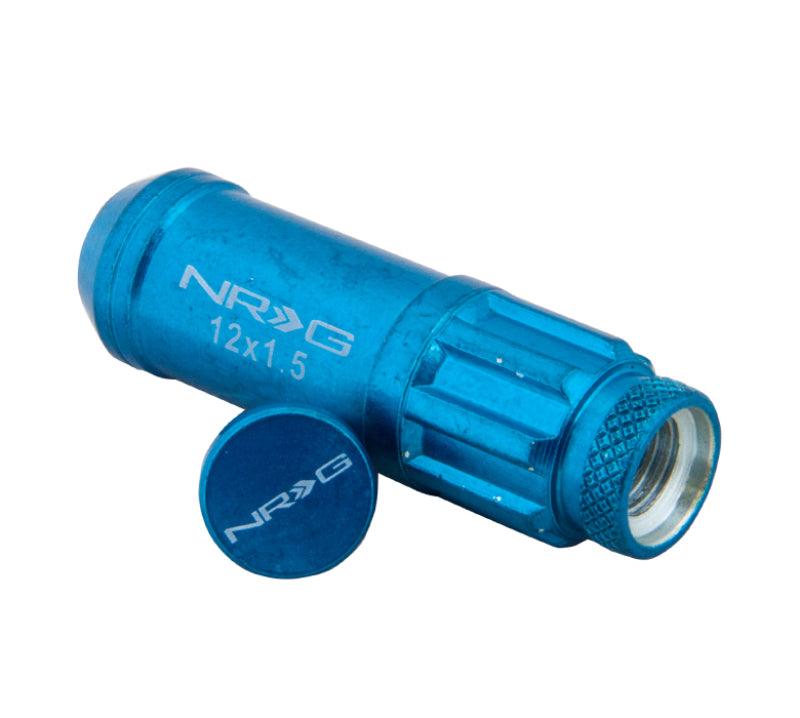 NRG 700 Series M12 X 1.5 Steel Lug Nut w/Dust Cap Cover Set 21 Pc w/Locks & Lock Socket - Blue - Corvette Realm