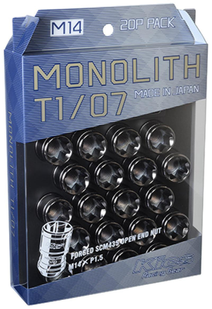 Project Kics 14 x 1.5 Glorious Black T1/07 Monolith Lug Nuts - 20 Pcs - Corvette Realm