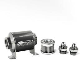DeatschWerks Stainless Steel 6AN 5 Micron Universal Inline Fuel Filter Housing Kit (70mm) - Corvette Realm