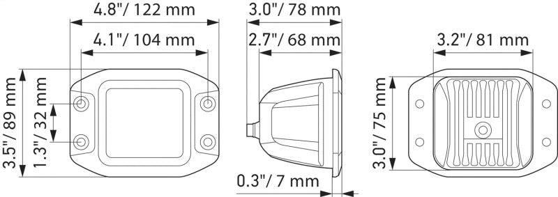 Hella Universal Black Magic 3.2in L.E.D. Cube Kit - Flood Beam (Flush Mount) - Corvette Realm