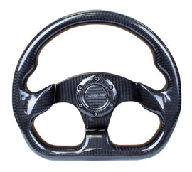 NRG Carbon Fiber Steering Wheel (320mm) Flat Bottom w/Shiny Black Carbon - Corvette Realm
