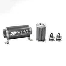 Load image into Gallery viewer, DeatschWerks Stainless Steel 6AN 100 Micron Universal Inline Fuel Filter Housing Kit (110mm) - Corvette Realm