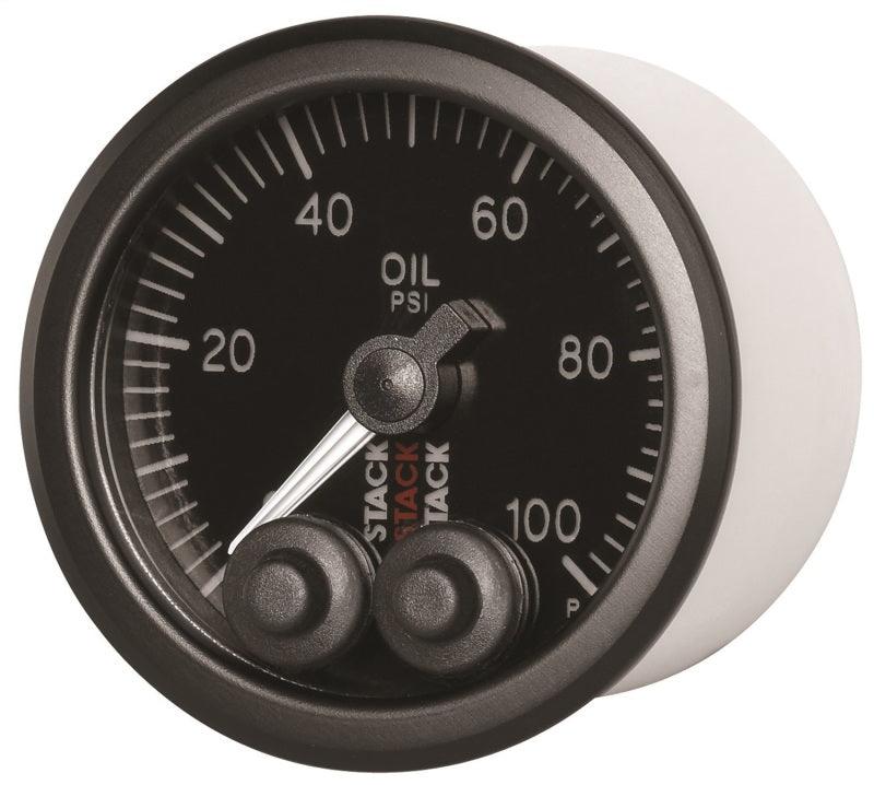 Autometer Stack Instruments Pro Control 52mm 0-100 PSI Oil Pressure Gauge - Black (1/8in NPTF Male) - Corvette Realm