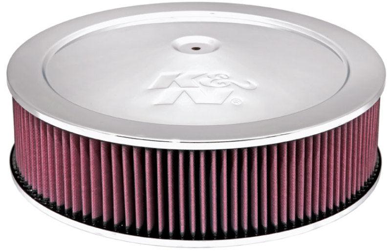 K&N 14in Red Custom Air Cleaner Assembly - 5.125in ID x 14in OD x 3.75in H x 1.25in Drop Base - Corvette Realm